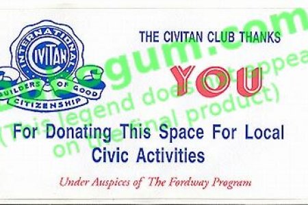 Ford Gum Marquee Label - The Civitan Club - DC079