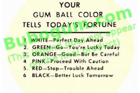 Your Gum Ball Color TellsToday's Fortune (White Background) - DC222