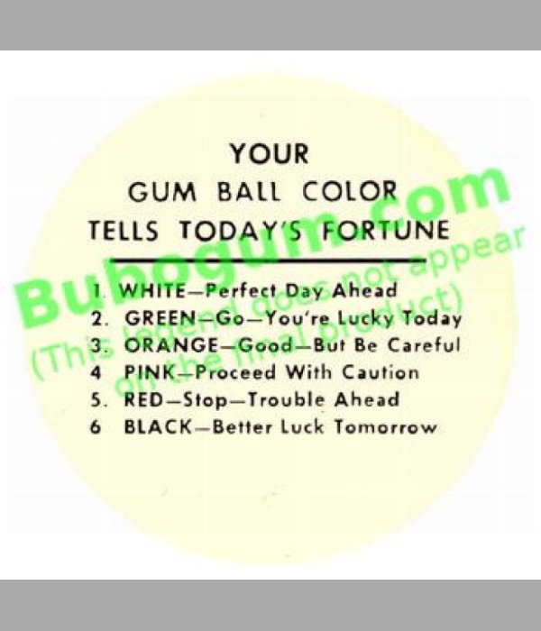 Your Gum Ball Color TellsToday's Fortune (White Background) - DC222